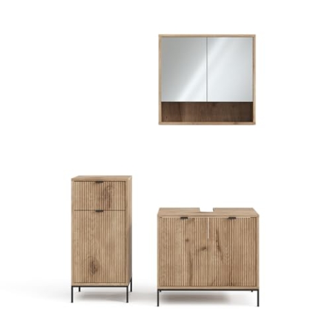 Vicco Badmöbel-Set Eliza, Badezimmerschrank-Set, Viking Oak, 3 Teile, mit Midischrank