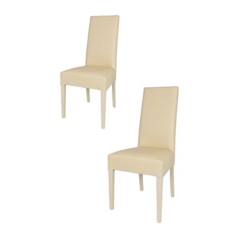 t m c s Tommychairs - 2er Set Moderne Stühle Luisa für Küche und Esszimmer, robuste Struktur aus lackiertem Buchenholz Farbe Sand, Gepolstert und mit Kunstleder in der Farbe Sand bezogen