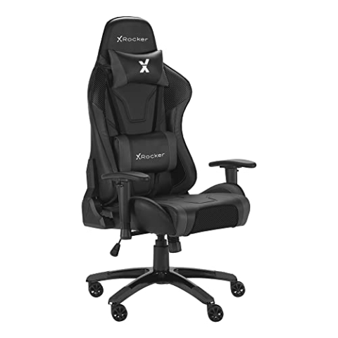 X Rocker Agility Esports - Gaming Bürodrehstuhl mit Komfortkissen für Erwachsene - Carbon Schwarz