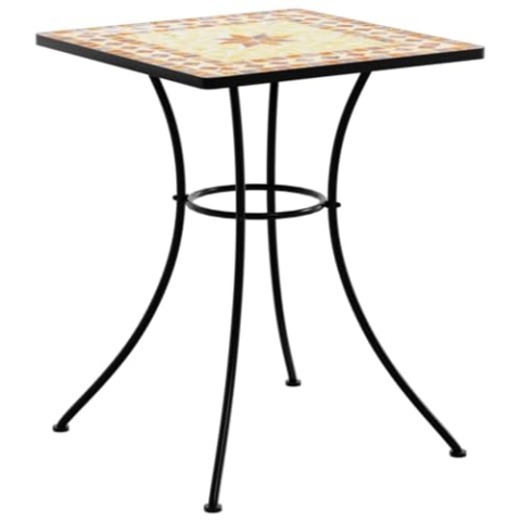 vidaXL Mosaik Bistrotisch, Gartentisch mit Eisengestell, Beistelltisch für Terrasse Balkon Garten, Terrassentisch Bistrotisch, Terrakottarot Keramik