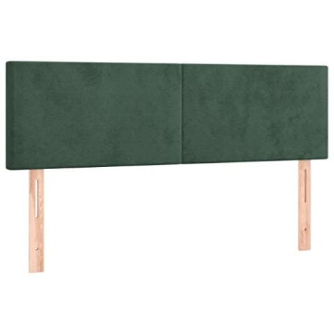 vidaXL Kopfteil 2 STK., Bettkopfteil mit Holzbeinen, Höhenverstellbar Polsterkopfteil für Bett, Betthaupt Bettzubehör Schlafzimmer, Dunkelgrün 72x5x78/88cm Samt