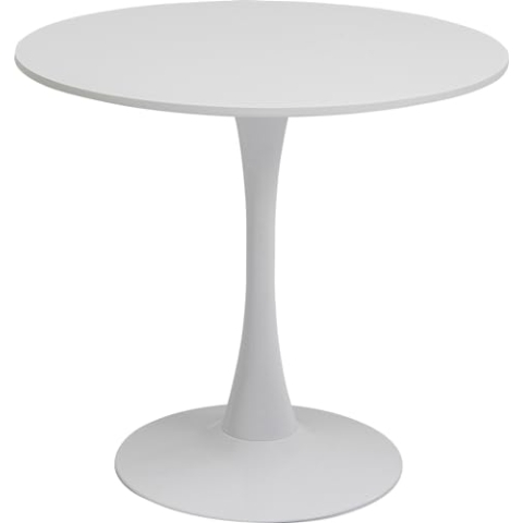 Kare Design Tisch Schickeria, Weiß, 2-4 Personen, D80cm, Elegant-Stil, Rund, Pflegeleicht, Kleiner Küchentisch, Minimalist, Esszimmer, Konferenztisch Büro, Robuster Stahl Sockel, 74x80x80 cm (HxBxT)