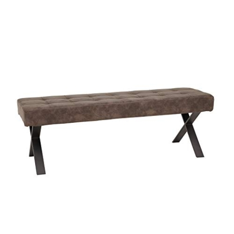 Hela Tische, Sitzbank Esszimmerbank Donna, Bezug Softex Vintageoptik Braun, X-Metallgestell Anthrazit, 140x45x48 cm
