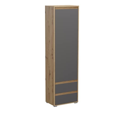 xonox.home Garderobe Torino X72E3611 Garderobenschrank Aufbewahrung Schrank Flurschrank in Front grau Nb. Korpus Eiche Nb.ca.54x190x35 cm