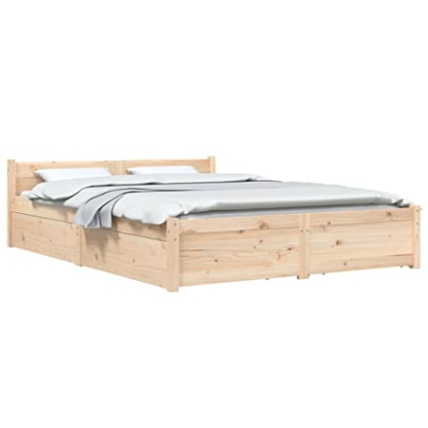 vidaXL Bett mit Schubladen Holzbett Massivholzbett Bettrahmen Bettgestell Doppelbett Lattenrost Schlafzimmerbett Schlafzimmermöbel 160x200cm
