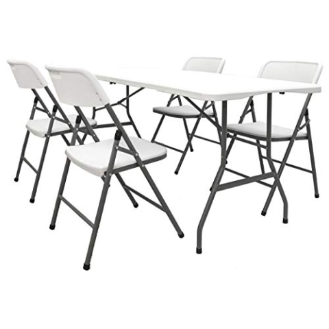 AMANKA 150kg Garten Sitzgruppe - 180 cm Tisch Wetterfest Klappbar - Gartenmöbel Set mit 4 Stühlen