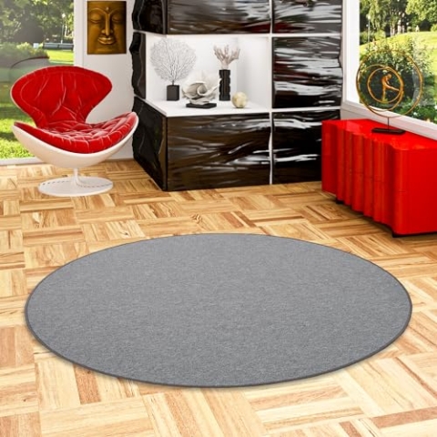 Snapstyle Feinschlingen Velour Teppich Strong Anthrazit Rund in 7 Größen