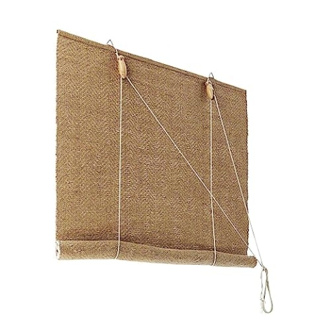 Loberon Rollo Paine, Höhe Individuell Einstellbar, mit Stufenlosem Seitenzug, Abdunkelnd, Einfache Montage, Sichtschutz, Fenstergardine, Jute, braun