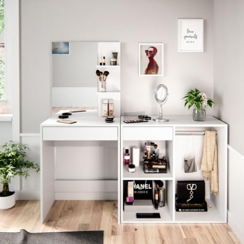Vicco Anstellschrank Isabelle, Kommodenschrank, Weiß, 80 x 75 cm