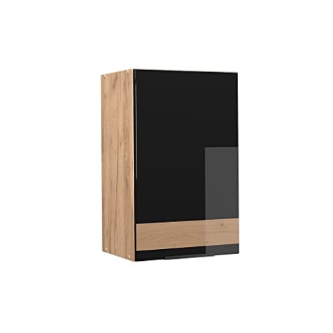 Vicco Hängeschrank Fame-Line, Schwarz-Eiche Hochglanz/Goldkraft Eiche, 45 cm