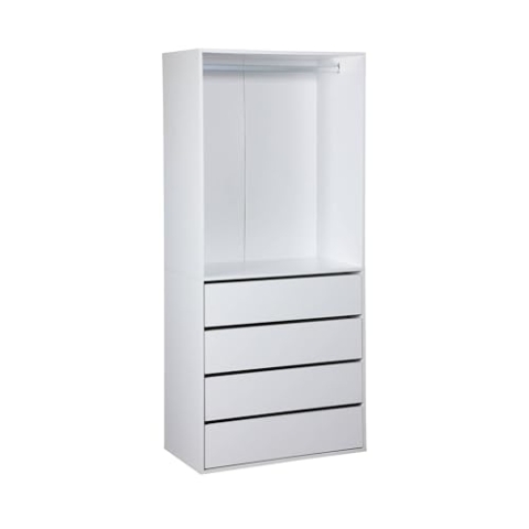 Alice's Home Ankleidemodul mit 4 Schubladen und 1 Garderobe, weiß, Laminatpaneel