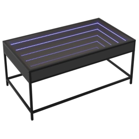vidaXL Couchtisch mit Infinity-LED, Beistelltisch mit Metallfüße, Kaffeetisch für Wohnzimmer, Sofatisch Teetisch, Schwarz Holzwerkstoff