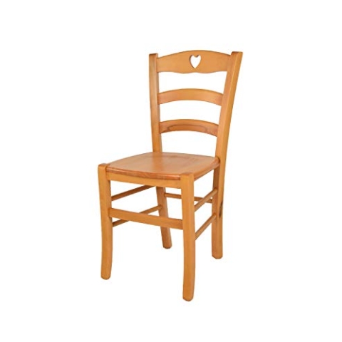 t m c s Tommychairs - Stuhl Cuore für Küche und Esszimmer, Robuste Struktur aus Buchenholz in der Farbe Honig lackiert und Sitzfläche aus Holz