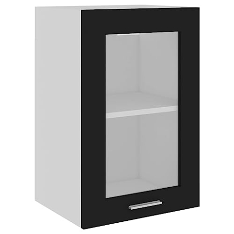 vidaXL Hängeglasschrank Lyon Schwarz 40x31x60 cm Holzwerkstoff