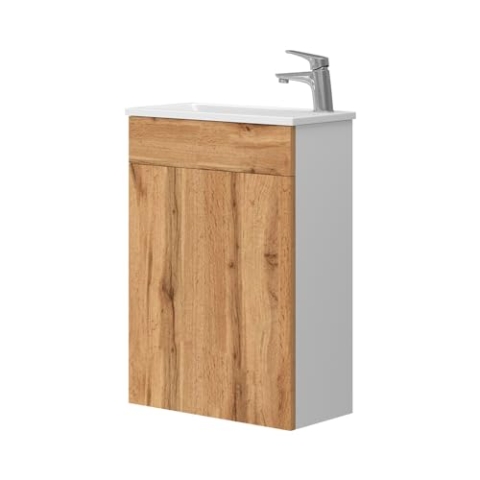 Vicco Badmöbel-Set Amadeo, Goldkraft Eiche, 2 Teile, mit Waschbecken