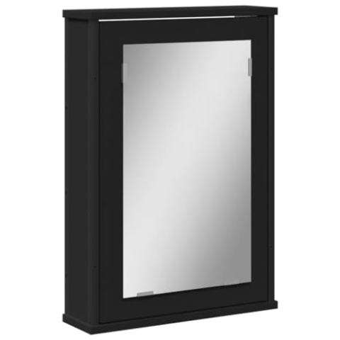 vidaXL Bad Spiegelschrank, Badschrank mit Stauraum, Hängeschrank Wandschrank für Badezimmer, Badspiegel Spiegel, Schwarz Holzwerkstoff