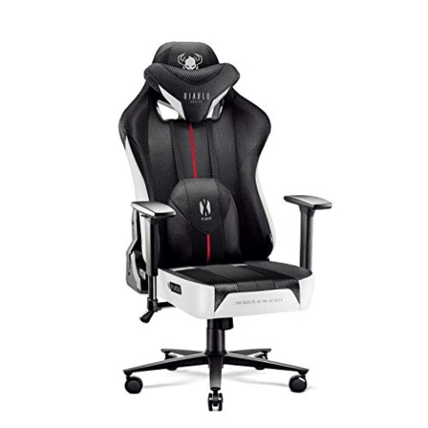 Diablo Gaming Stuhl Stoff X-Player 2.0 - Breite Sitzfläche - Gaming Chair mit 3D Armlehnen - Nacken/- Lendenkissen Wippfunktion - Bürostuhl 150 kg - Pc Gaming Stuhl Ergonomisch - Normal (L)