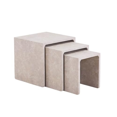 Home Deluxe - Beistelltisch IRIMA - 3er Set, Maße: 49 x 50 x 48cm, Farbe: Marmor Beige, Material MDF Platte, bestehend aus 3 Tischen I Couchtisch Wohnzimmertisch Sofatisch