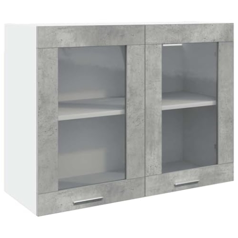 vidaXL Hängeglasschrank Lyon Betongrau 80x31x60 cm