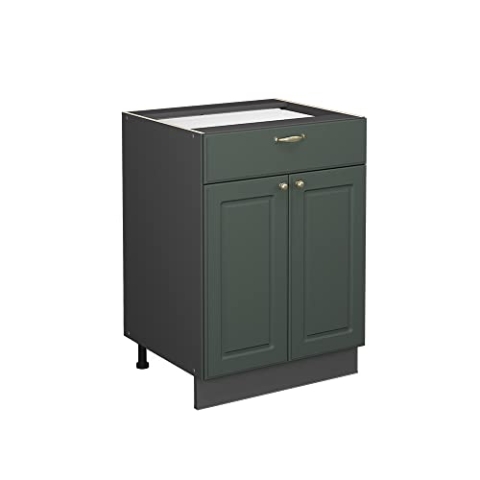 Vicco Küchenunterschrank Fame-Line, Grün-Gold Landhaus/Anthrazit, 60 cm mit Schublade, ohne Arbeitsplatte