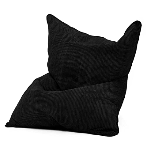 Green Bean XXL Sitzsack aus Cordstoff 370 Liter EPS-Perlen Füllung - Kuschelig Weich Robust & Waschbarem-Stoff Bodenkissen Liegekissen Sitzkissen - Samt Schwarz