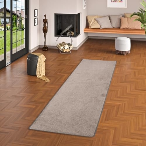 Snapstyle Trend Velours Läufer Teppich Joy Taupe in 9 Größen