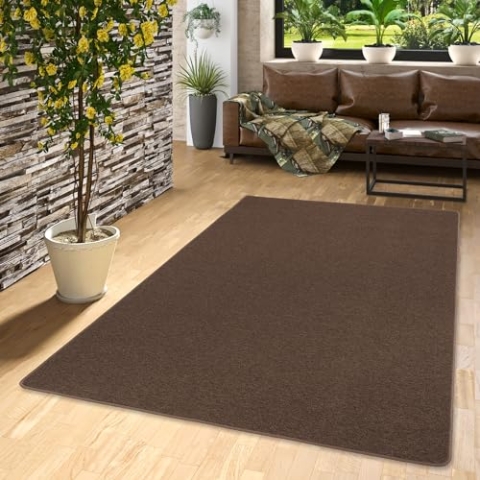 Snapstyle Feinschlingen Velour Teppich Strong Dunkelbraun, Größe:200x200 cm