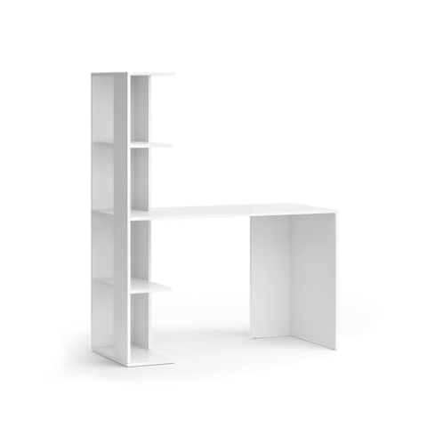 Vicco Schreibtisch Tower, Arbeitstisch für das Büro, Weiß, 122.2 x 55.2 cm mit 4 Fächern