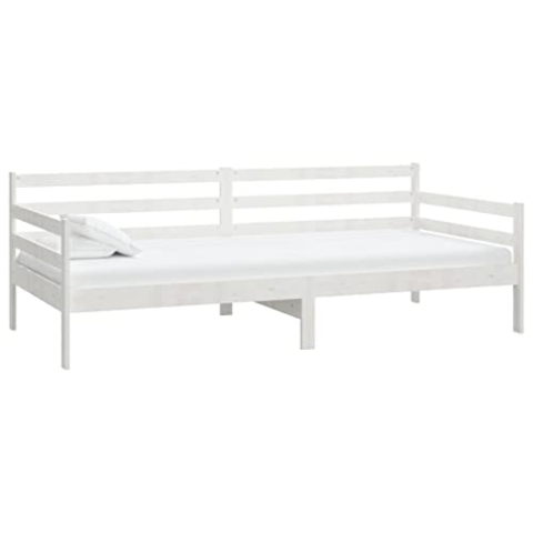 vidaXL Massivholz Kiefer Tagesbett Bettsofa Sofa Bett Einzelbett Sofabett Schlafsofa Bettgestell Gästebett Holzbett Massivholzbett Weiß 90x200cm