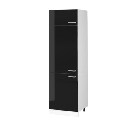 Vicco Hochschrank R-Line, Universalschrank, Schwarz Hochglanz/Weiß, 60 cm mit Türen