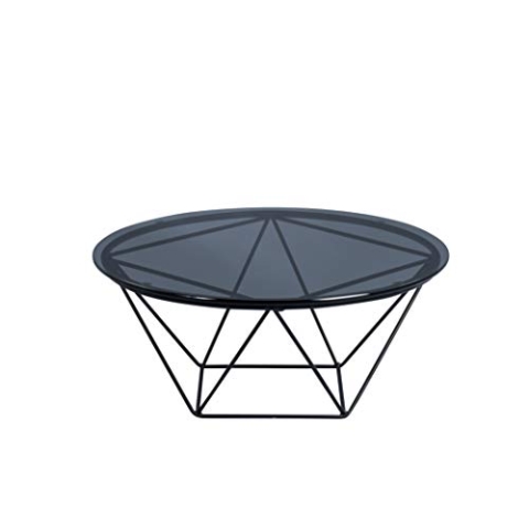 M2 Kollektion Nairo 1 Couchtisch/Beistelltisch, Glas, grau, Durchmesser 70cm, Höhe 30cm