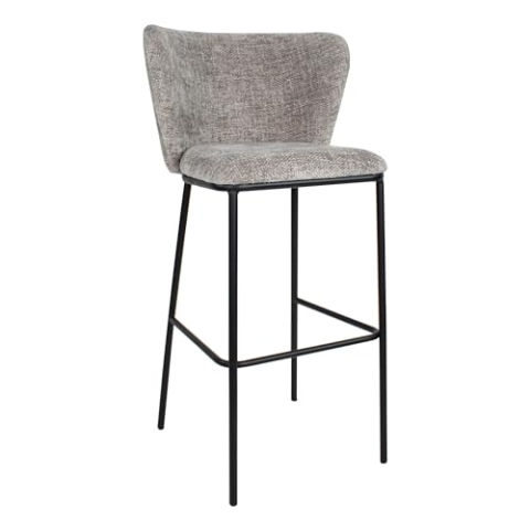 Kick Collection Barhocker BO - Grau - Modern und Hochwertig - Chenille stof en Metall - Erhältlich in vielen Farben