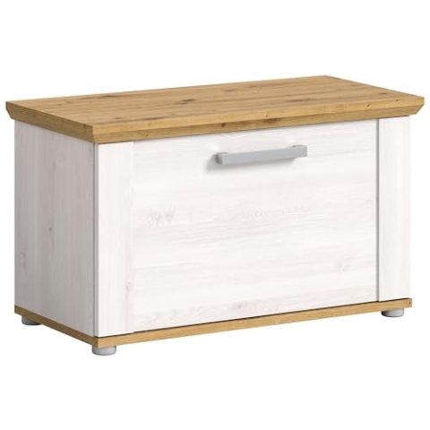 xonox.home Garderobe Verona Sitzbank Bank Garderobenbank Flurbank Truhe in Sibiu Lärche Nb. Absetzung Artisan Eiche Nb., ca.80x47x39cm