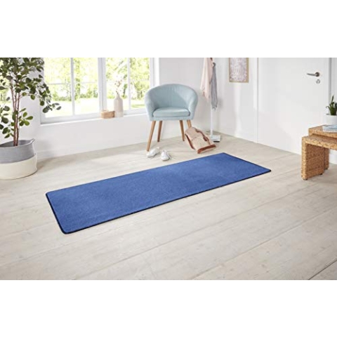 Hanse Home Nasty Läufer – Flauschiger Kurzflor Teppich Einfarbig Unifarben für Esszimmer, Wohnzimmer, Kinderzimmer, Flur, Schlafzimmer, Küche – Uni Blau, 80x300cm