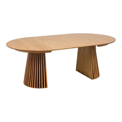 ebuy24 Osaka Esstisch inkl. 2 Zusatzplatten Ø120x120-160-200cm Eiche Furnier