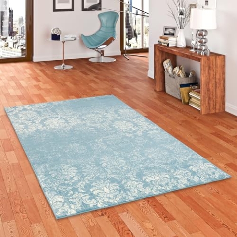 Pergamon Designer Teppich Passion Pastell Blau Vintage in 5 Größen