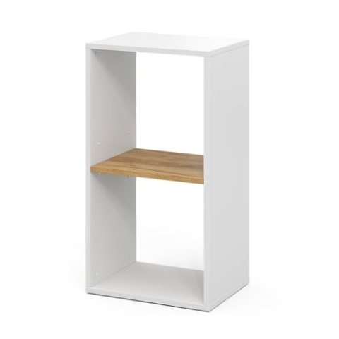 Vicco Bücherregal Tomy, Weiß/Goldkraft Eiche, 40 x 74 cm mit 2 offenen Fächern