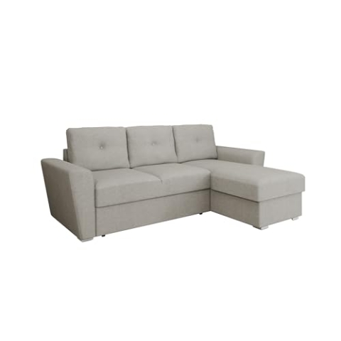 PANDA MÖBEL Ecksofa in L-Form Bellano - Links oder rechts montierbar, neutrales Grau