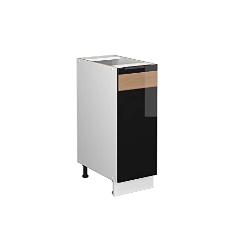 Vicco Apothekerschrank Fame-Line, Schwarz-Eiche Hochglanz/Weiß, 30 cm ohne Arbeitsplatte