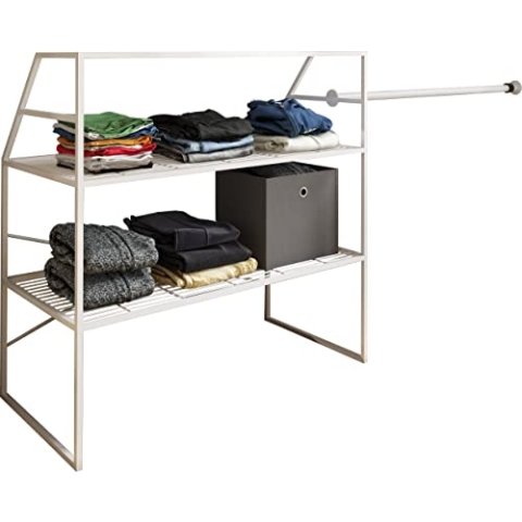 VCM Metall Kleiderschrank |offener Schrank | begehbarer |Dachschrägen Regal | Maße ca. B. 100 x H. 100 x T. 50 cm - Disal Weiß