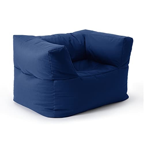 Lumaland Sitzsack-Lounge Modular Sessel | Einfach erweiterbares & leichtes Sofa | Waschbare & Wasserfeste Sitzmöbel für Innenräume & Garten | Indoor & Outdoor Sitz-Garnitur | 96x72x70 cm [Dunkelblau]