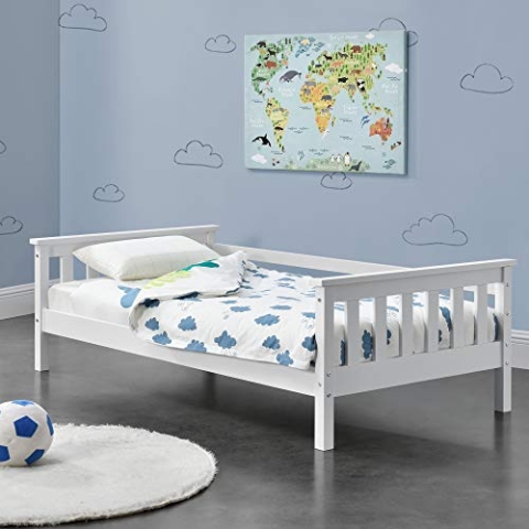 [en.casa] Kinderbett Nuuk mit Stauraum 80x160 cm Jugendbett bis 70 kg mit Lattenrost Kojenbett Kiefernholz Weiß
