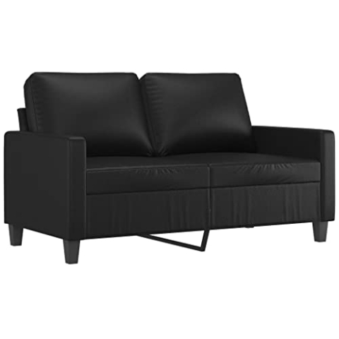 vidaXL Sofa 2-Sitzer, Loungesofa Couch mit Armlehnen Rückenkissen, Wohnzimmersofa Designsofa Metallgestell, Sitzmöbel Zweisitzer, Modern, Schwarz Kunstleder