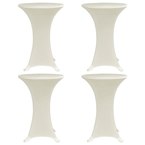vidaXL 4X Stehtischhusse Husse Tisch Stehtisch Hussen Stehtischhussen Tischhusse Tischdecke Bezug Überzug Bistrotisch Ø 60cm Creme Stretch