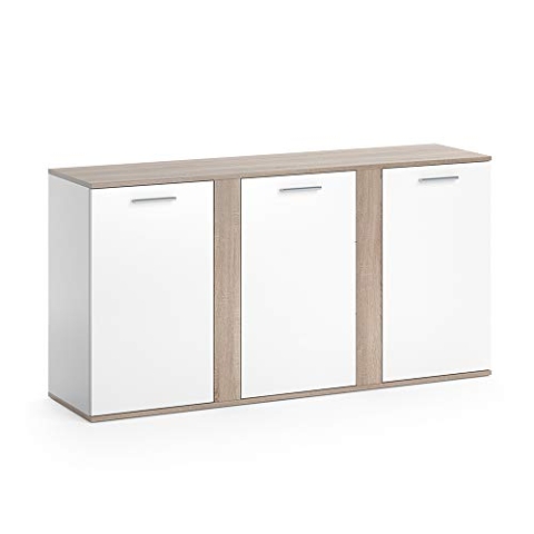 Vicco Kommode Novelli, Regal mit Türen, Sonoma/Weiß, 155 x 80 cm mit Türen