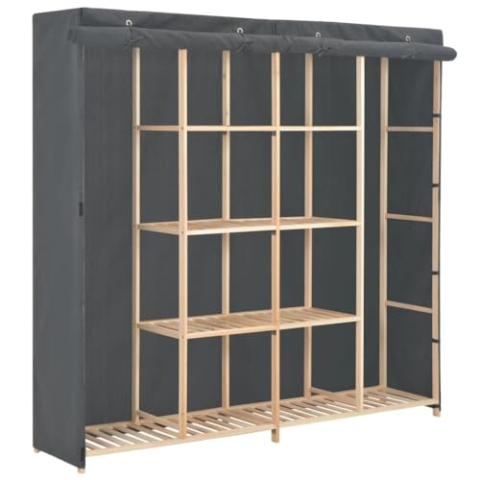 vidaXL Kleiderschrank Stoffschrank Garderobenschrank Garderobe Schrank Schlafzimmerschrank Wohnzimmer Schlafzimmer Grau 173x40x170 cm Stoff