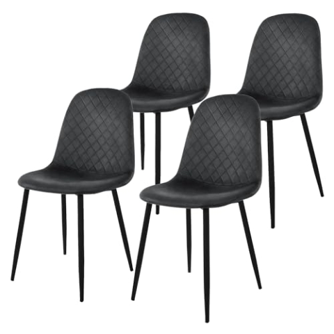 ML-Design Esszimmerstühle 4er Set, Anthrazit, Küchenstuhl mit Samtbezug, Wohnzimmerstuhl mit Rückenlehne, Polsterstuhl mit Metallbeinen, Ergonomischer Stuhl für Esstisch, Esszimmerstuhl Scandinavian