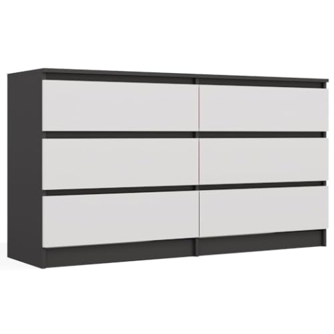 CDF MALWA M6 140 | KOMMODE MIT 6 SCHUBLADEN | ANTHRAZIT Weiss | FÜR Wohnzimmer