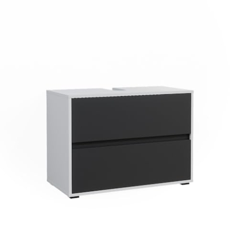 Vicco Waschbeckenunterschrank Maltin, Weiß/Anthrazit/Weiß, 80.2 x 58.2 cm mit Zwei großen Schublade