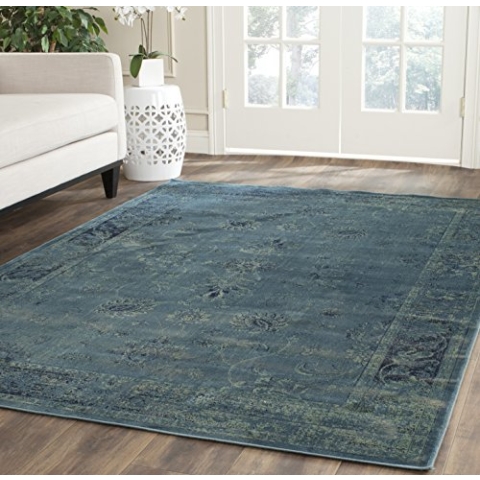 SAFAVIEH Traditionell Teppich für Wohnzimmer, Esszimmer, Schlafzimmer - Vintage Collection, Kurzer Flor, Türkis und Multi, 160 X 229 cm